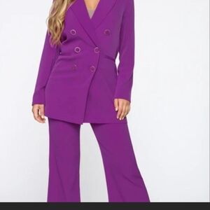 Fashionnova Young CEO Pant Set Sz L  Purple